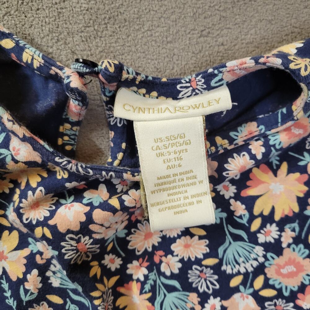 CYNTHIA ROWLEY Dress Baby Girl 18 Months Vintage Pink Blue Cinched Waist Floral - Picture 2 of 12